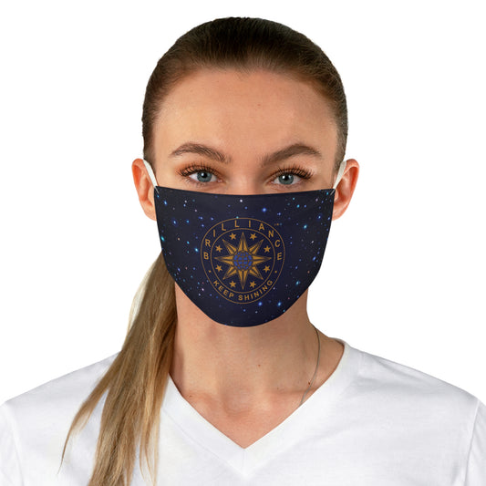 Brilliance Women's Fabric Face Mask with Starry Night Print and Logo Front Side with Model