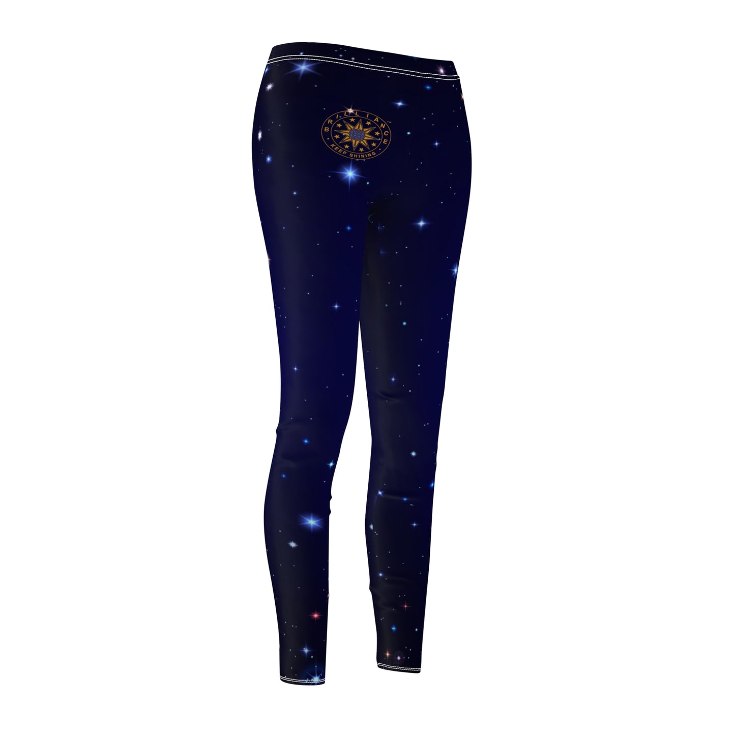 Brilliance Women's Leggings w/ Starry Night Print & Logo Angle View