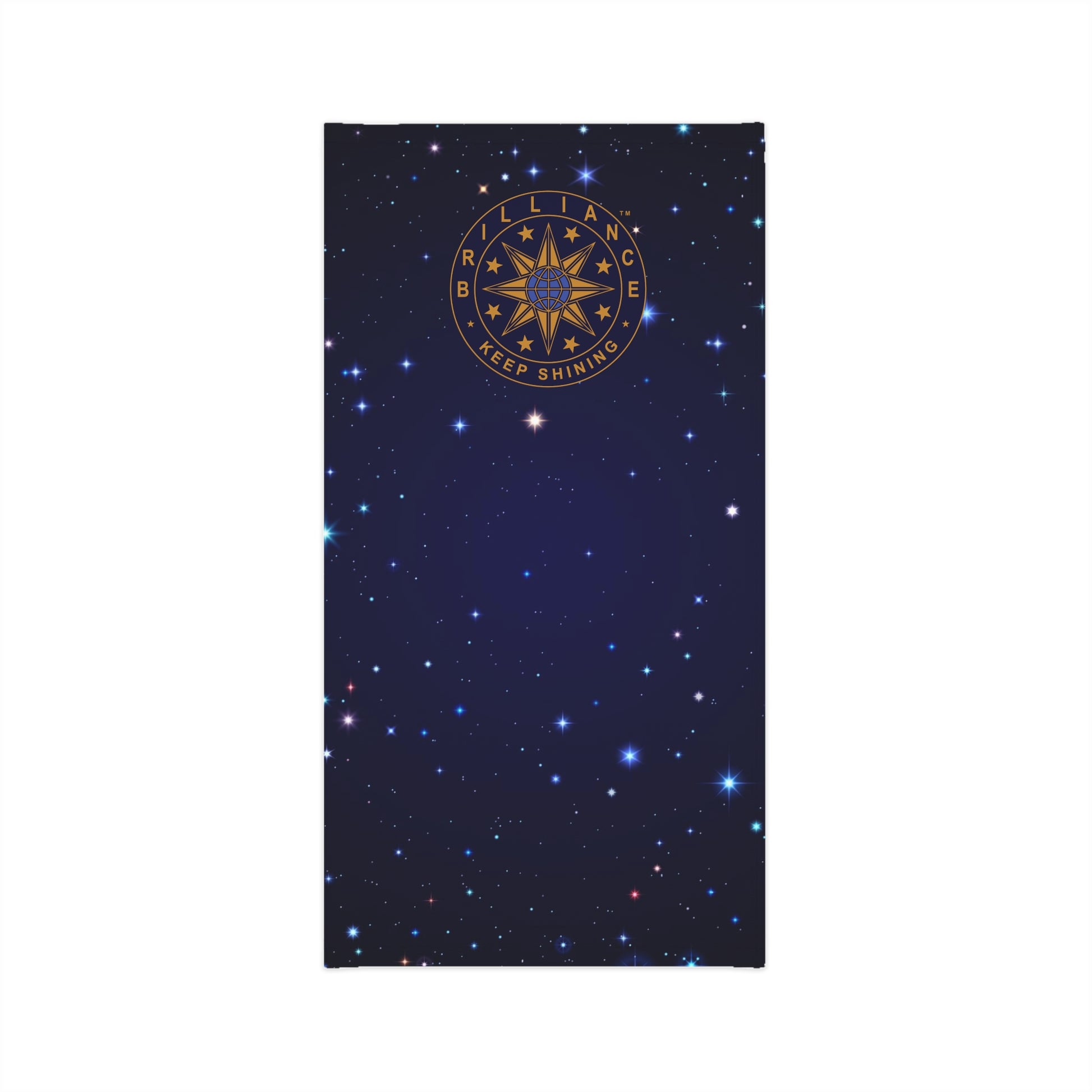Brilliance Women's Lightweight Neck Gaiter with Starry Night Print and Logo Front Side