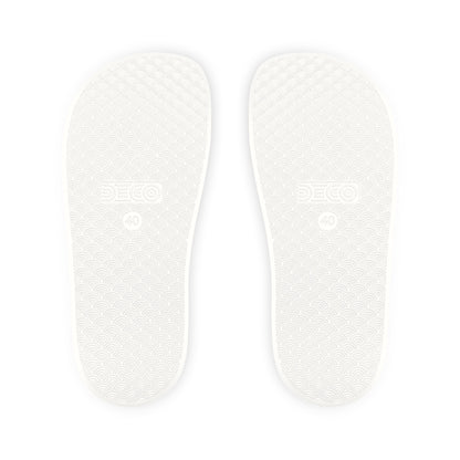 Brilliance Women's PU Slide Sandals with Starry Night Print and Logo White Outsole Back
