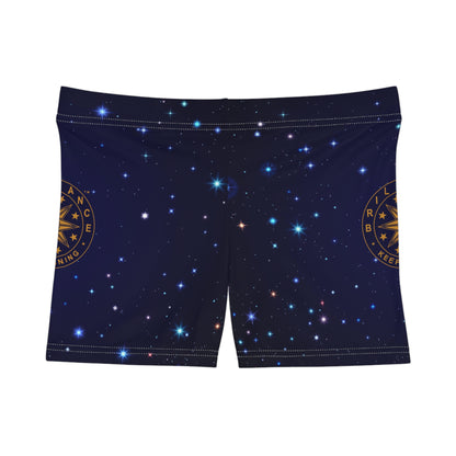 Brilliance Women's Shorts with Starry Night Print and Logo Back Side