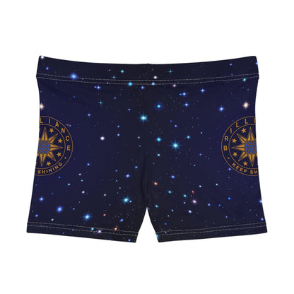 Brilliance Women's Shorts with Starry Night Print and Logo Front Side