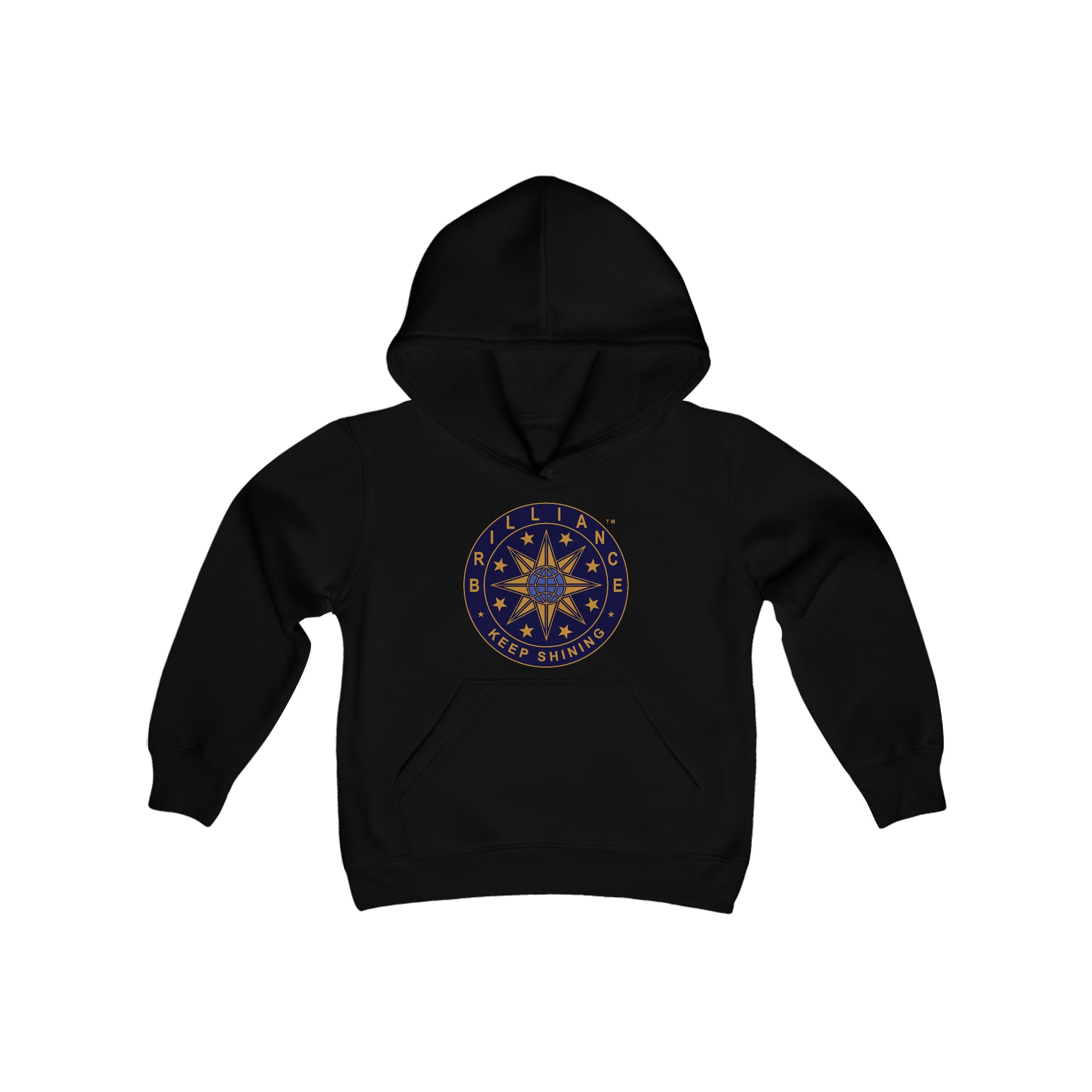 Brilliance Youth Heavy Blend Hoodie Black Front