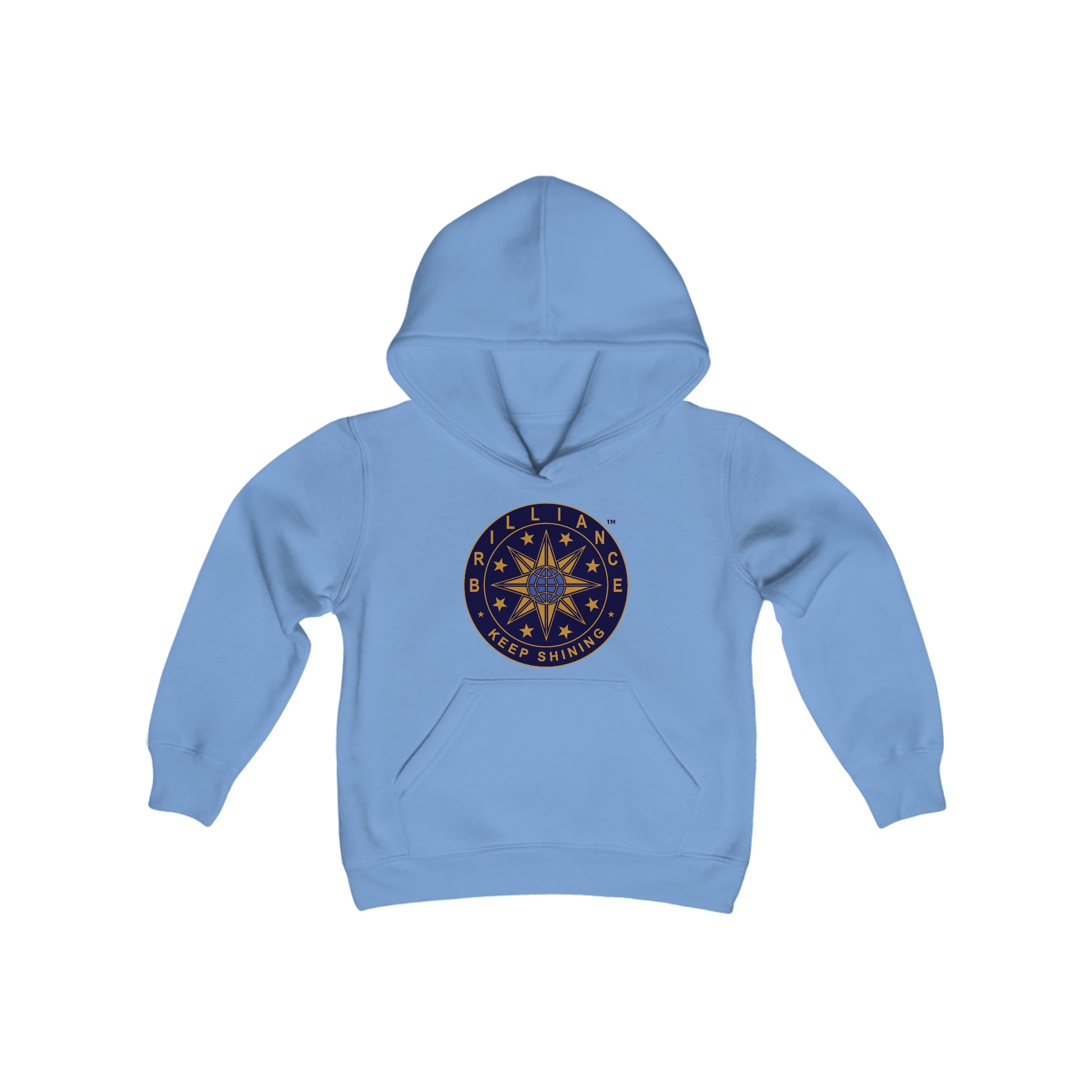 Brilliance Youth Heavy Blend Hoodie Carolina Blue Front