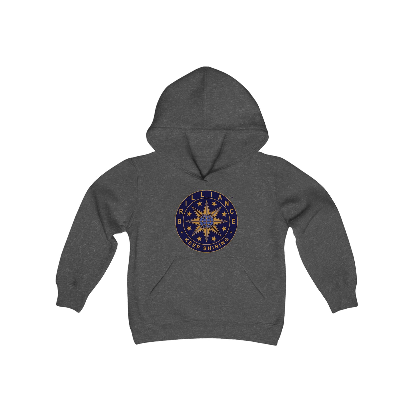 Brilliance Youth Heavy Blend Hoodie Dark Heather Front