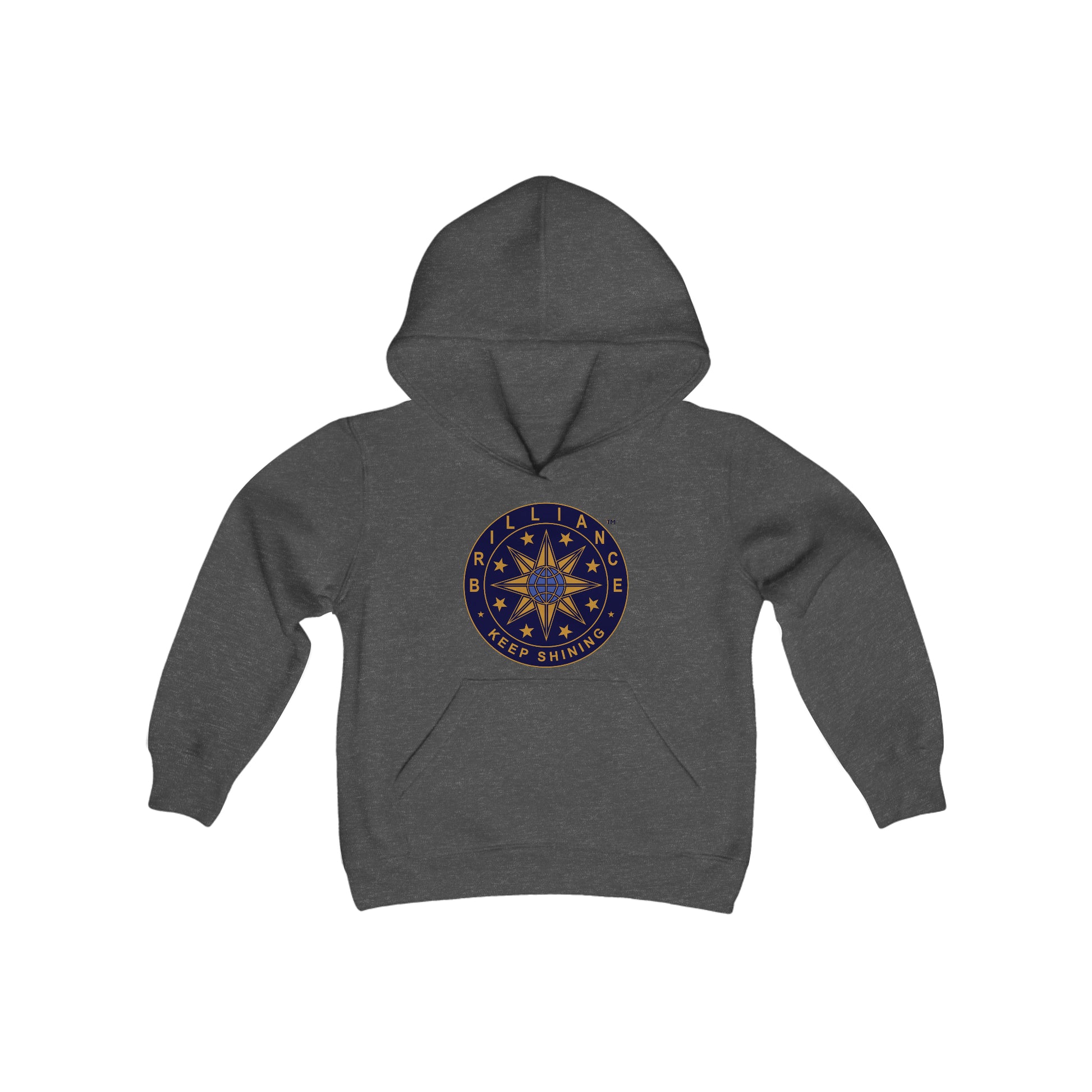 Brilliance Youth Heavy Blend Hoodie Dark Heather Front