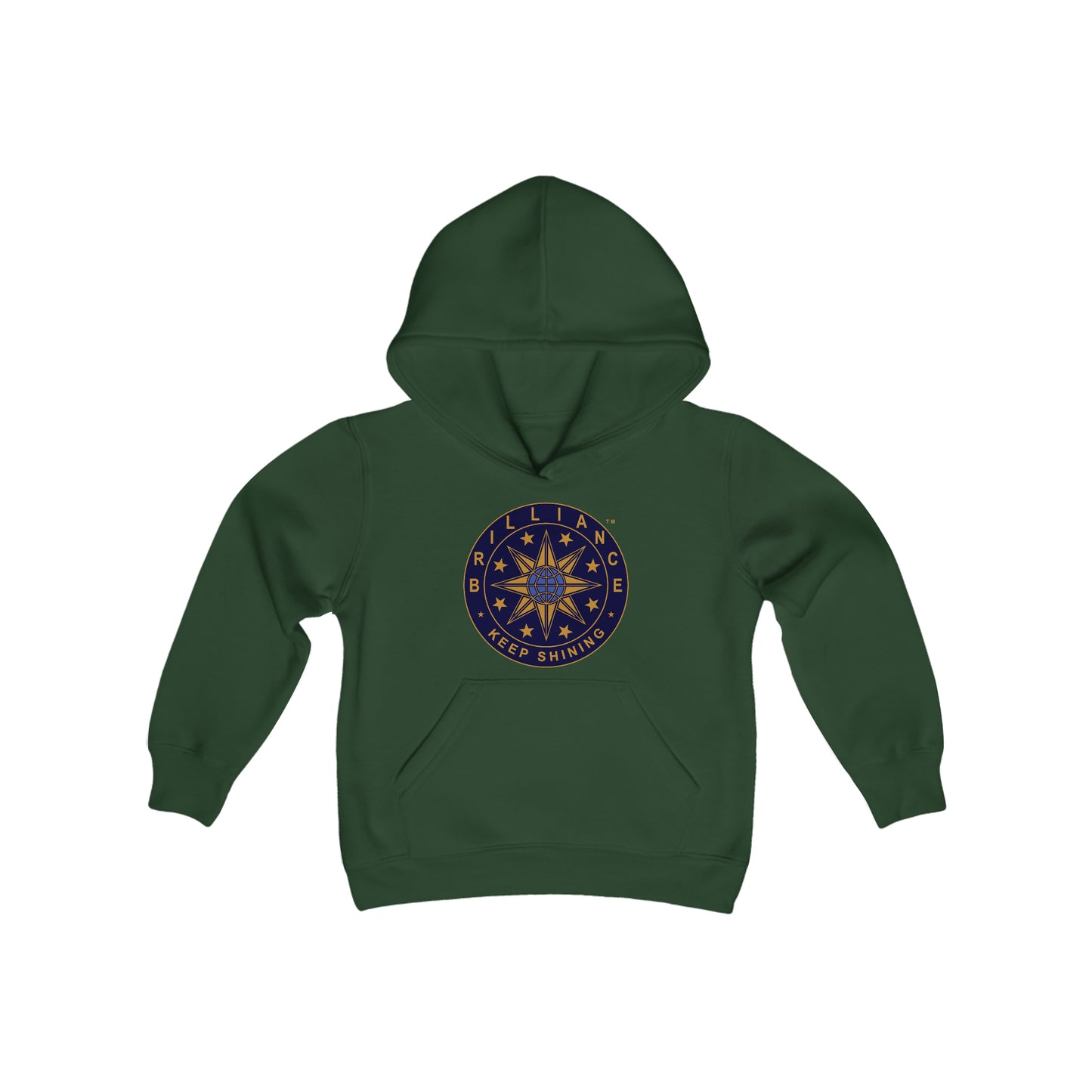 Brilliance Youth Heavy Blend Hoodie Forest Green Front