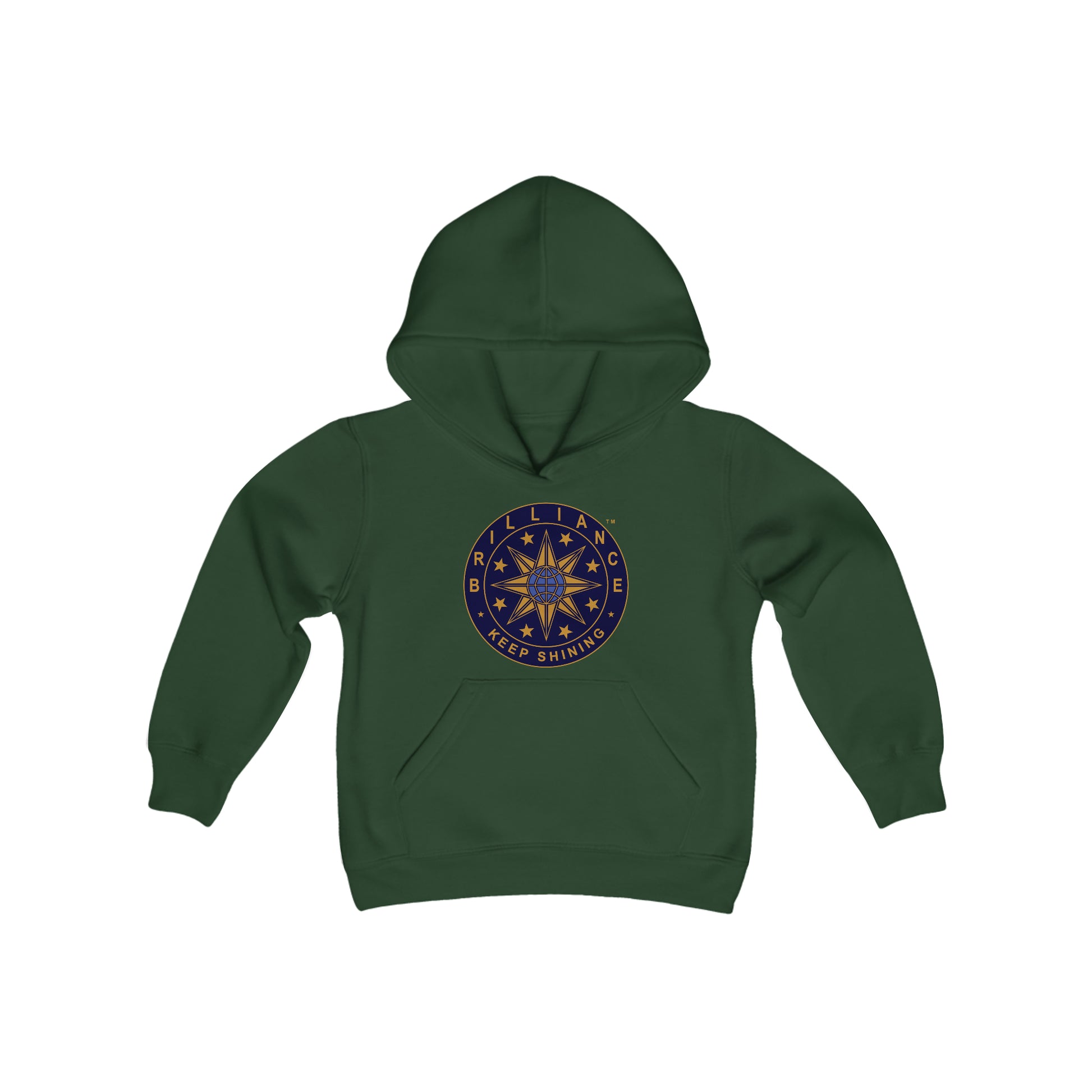 Brilliance Youth Heavy Blend Hoodie Forest Green Front