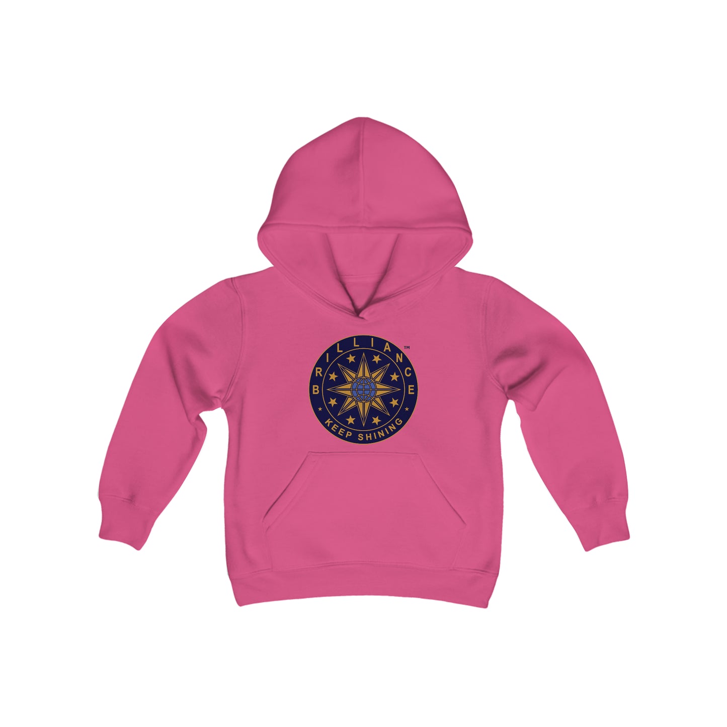 Brilliance Youth Heavy Blend Hoodie Heliconia Pink Front