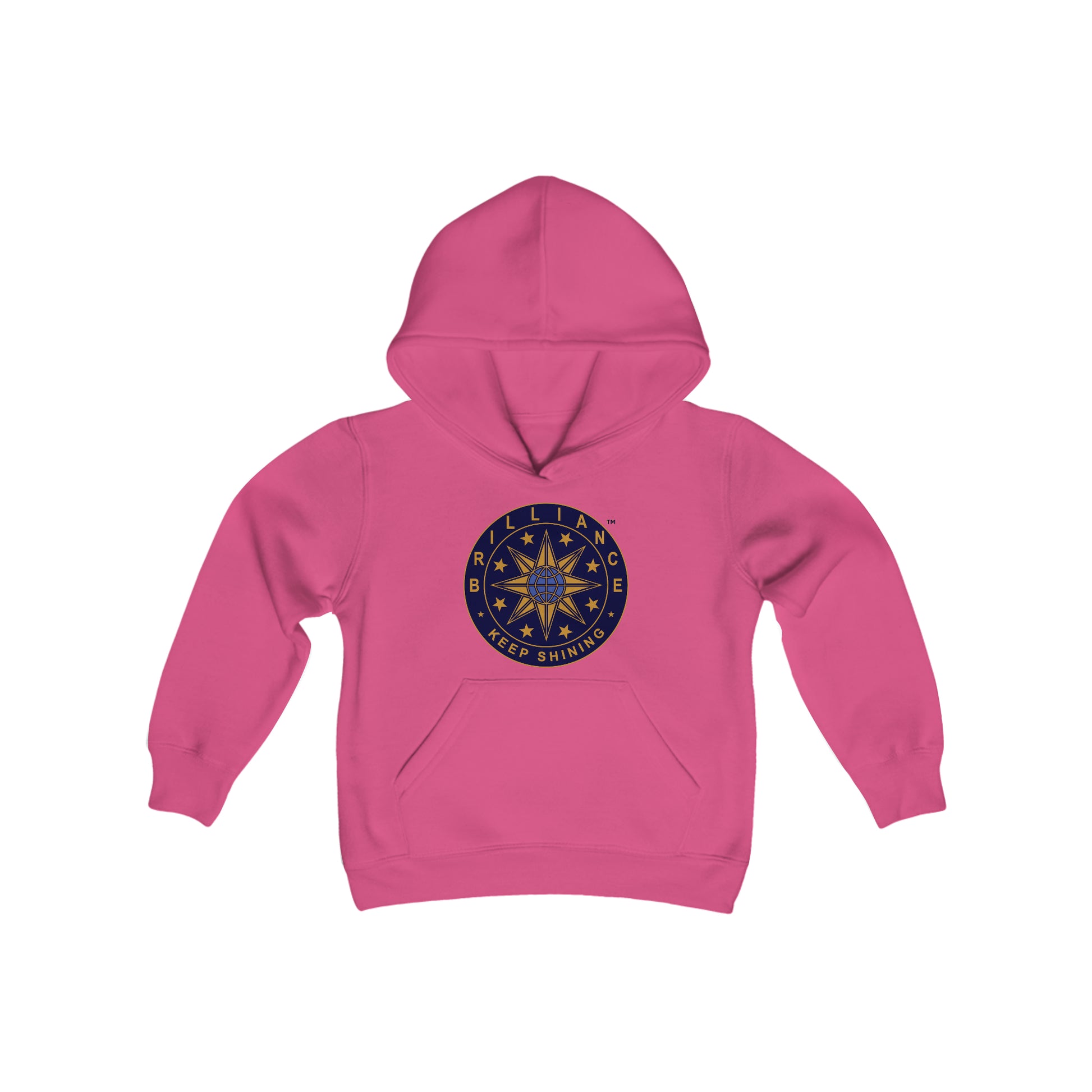 Brilliance Youth Heavy Blend Hoodie Heliconia Pink Front