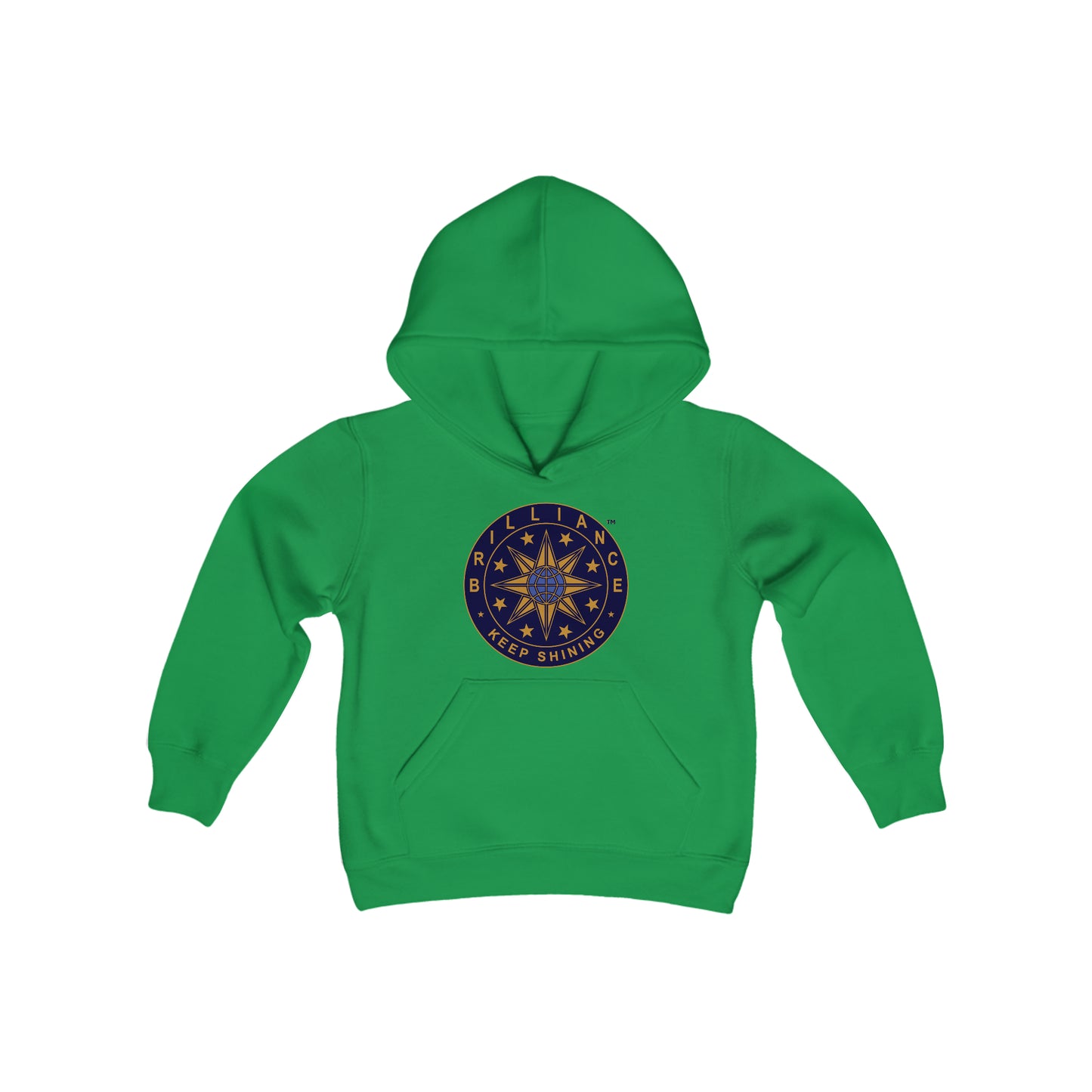 Brilliance Youth Heavy Blend Hoodie Irish Green Front