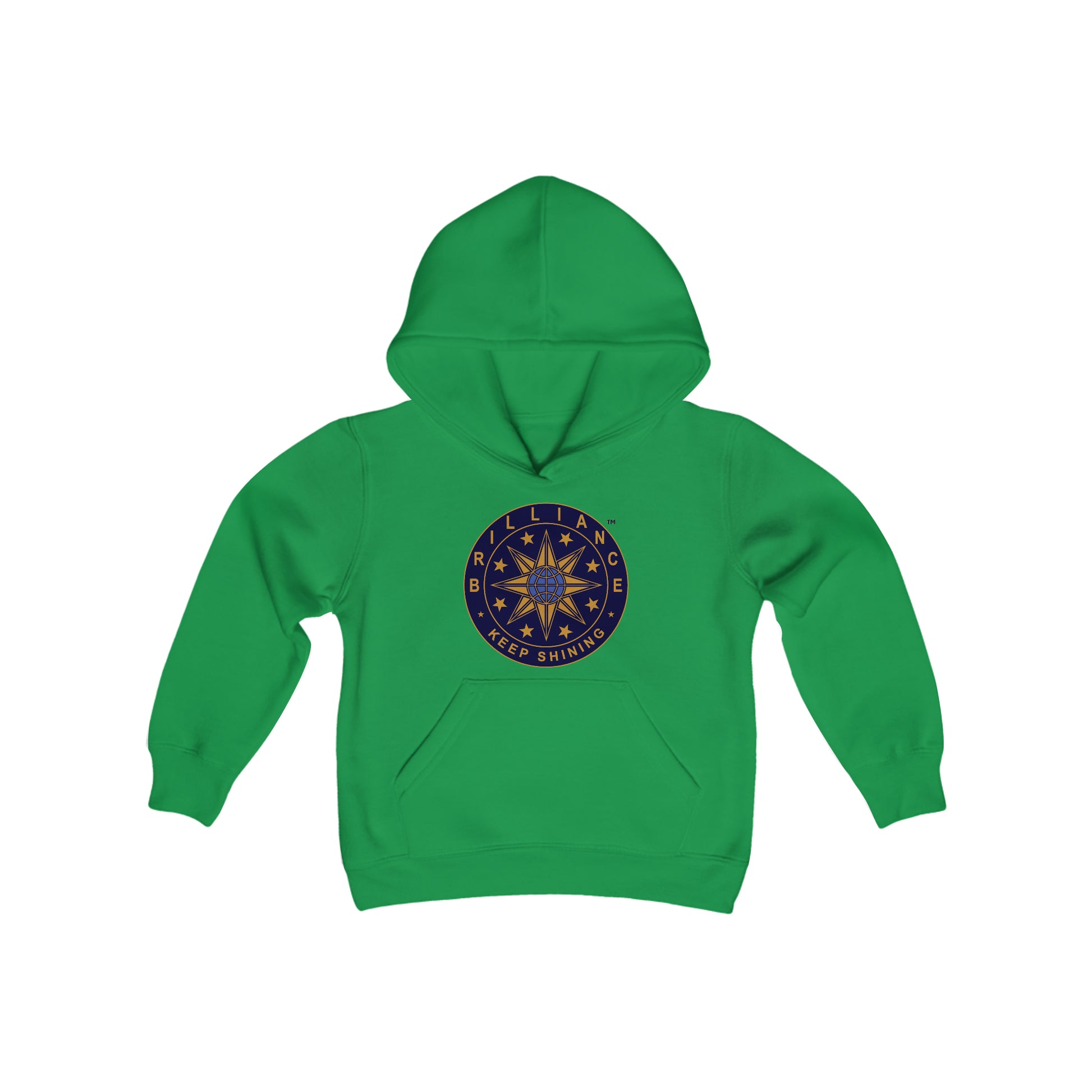 Brilliance Youth Heavy Blend Hoodie Irish Green Front