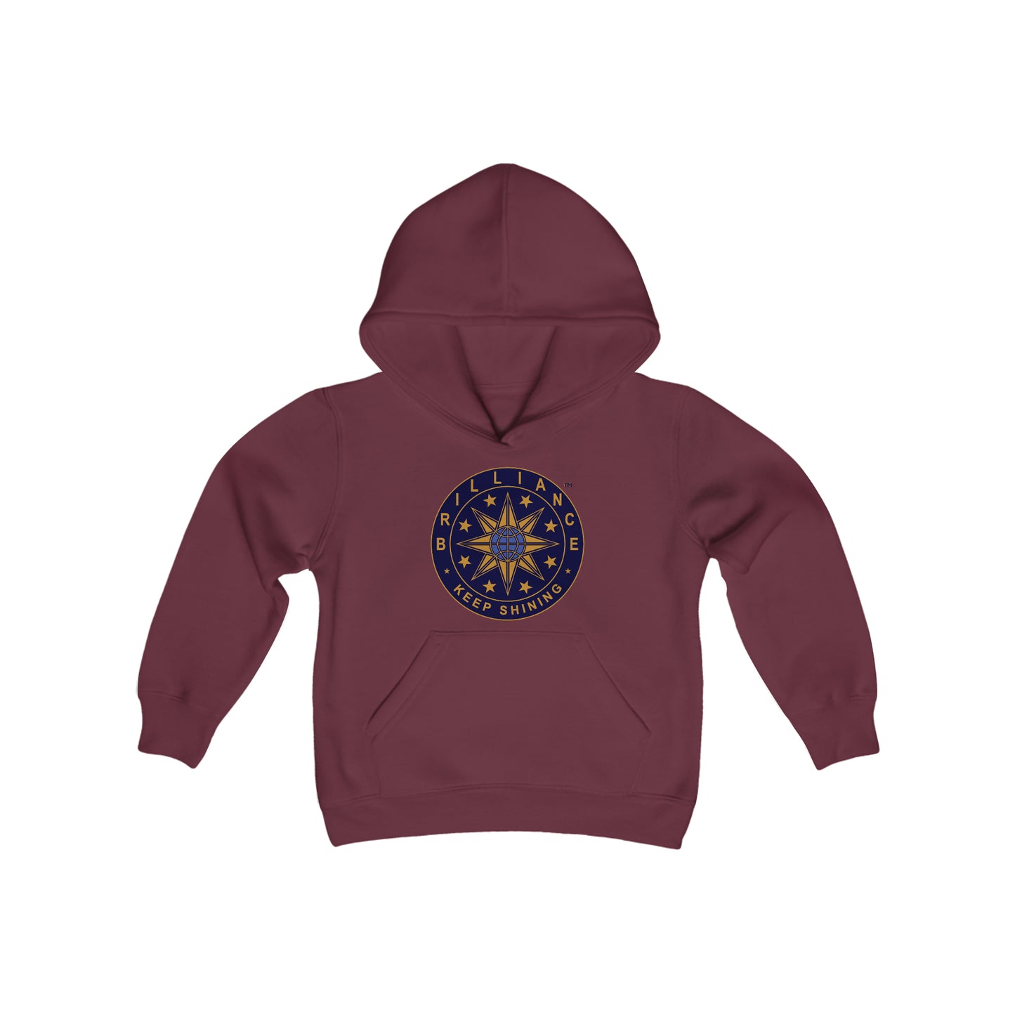 Brilliance Youth Heavy Blend Hoodie Maroon Front