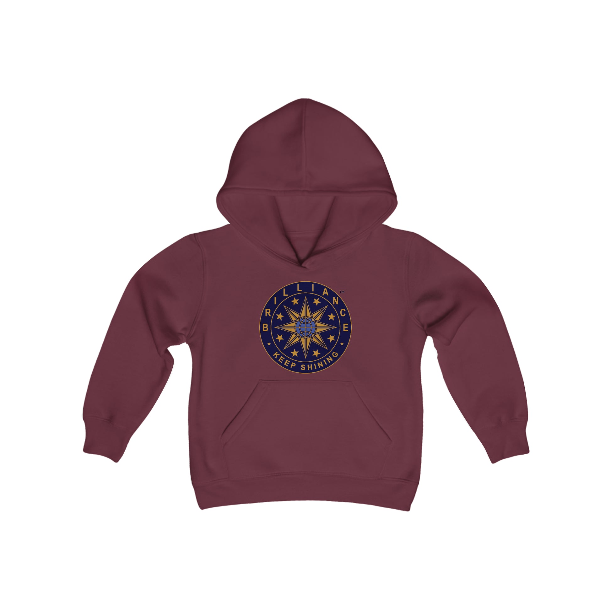 Brilliance Youth Heavy Blend Hoodie Maroon Front
