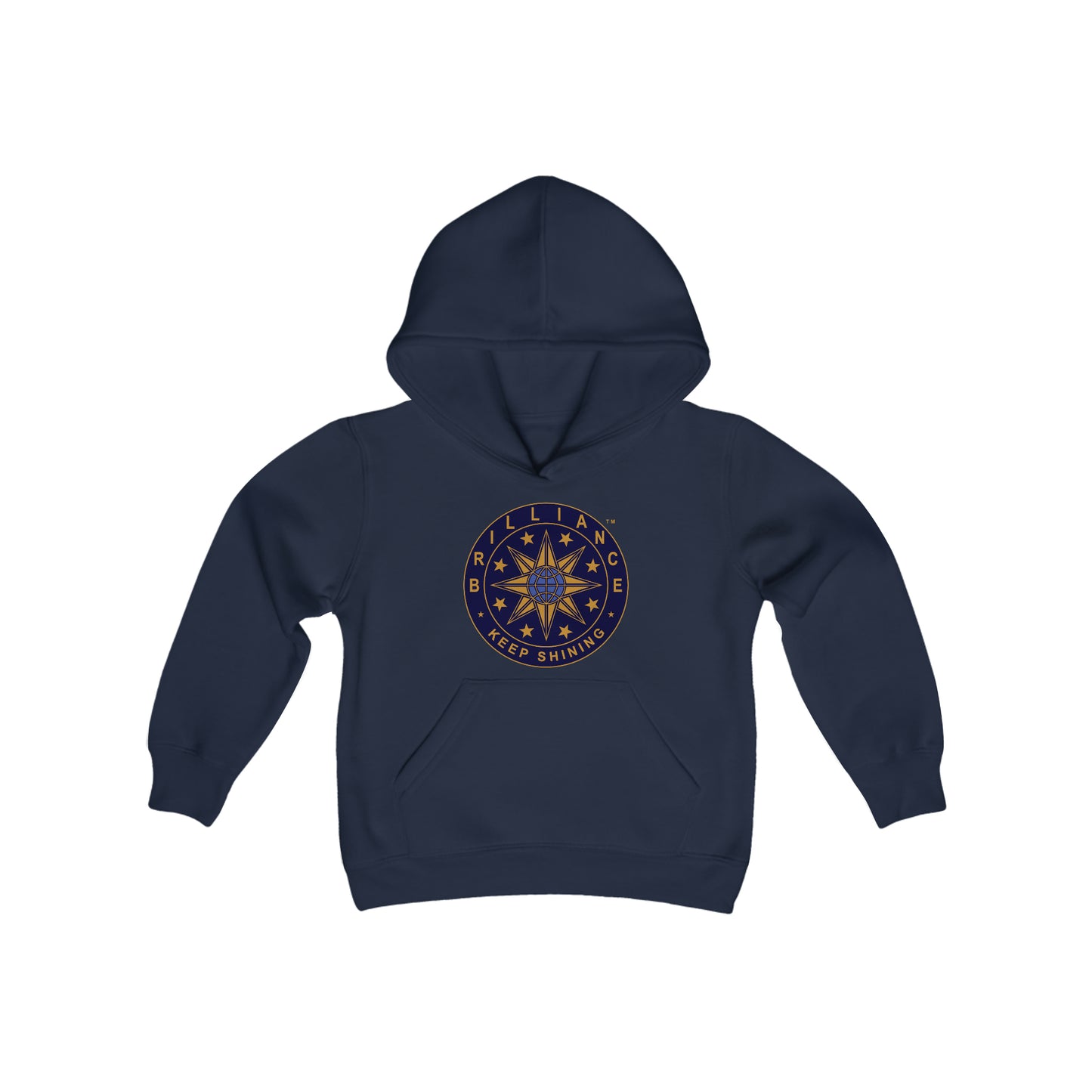 Brilliance Youth Heavy Blend Hoodie Navy Front