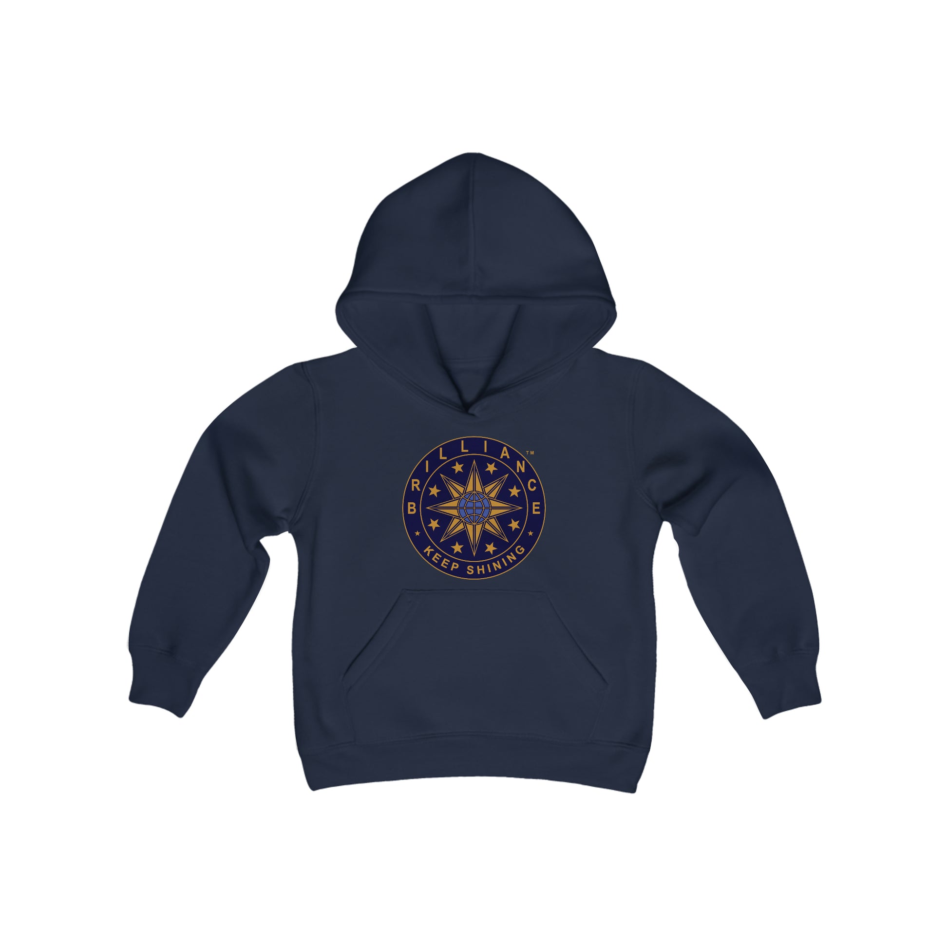 Brilliance Youth Heavy Blend Hoodie Navy Front