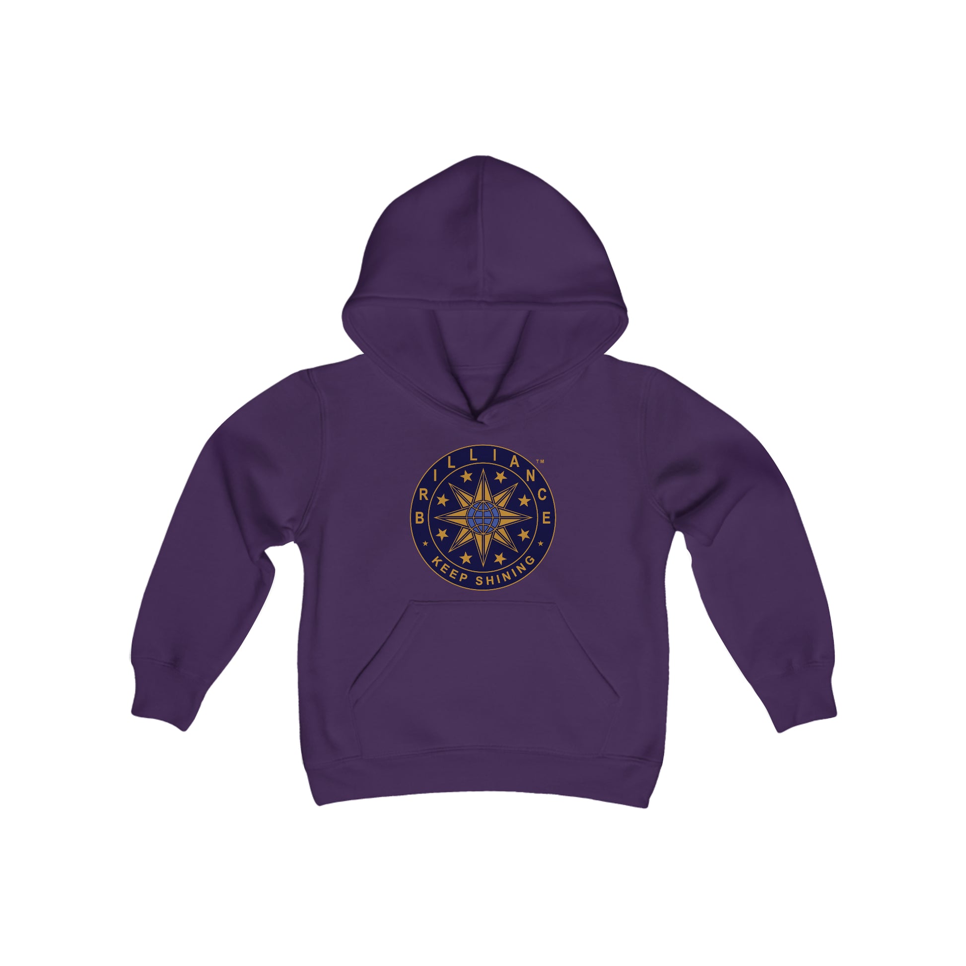 Brilliance Youth Heavy Blend Hoodie Purple Front
