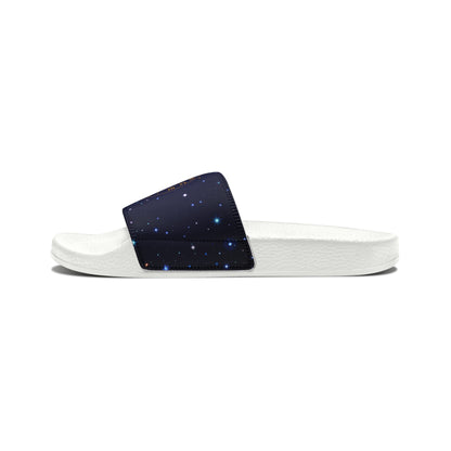 Brilliance Youth Slippers with Starry Night Print and Logo on Strap White Soles Other Side View