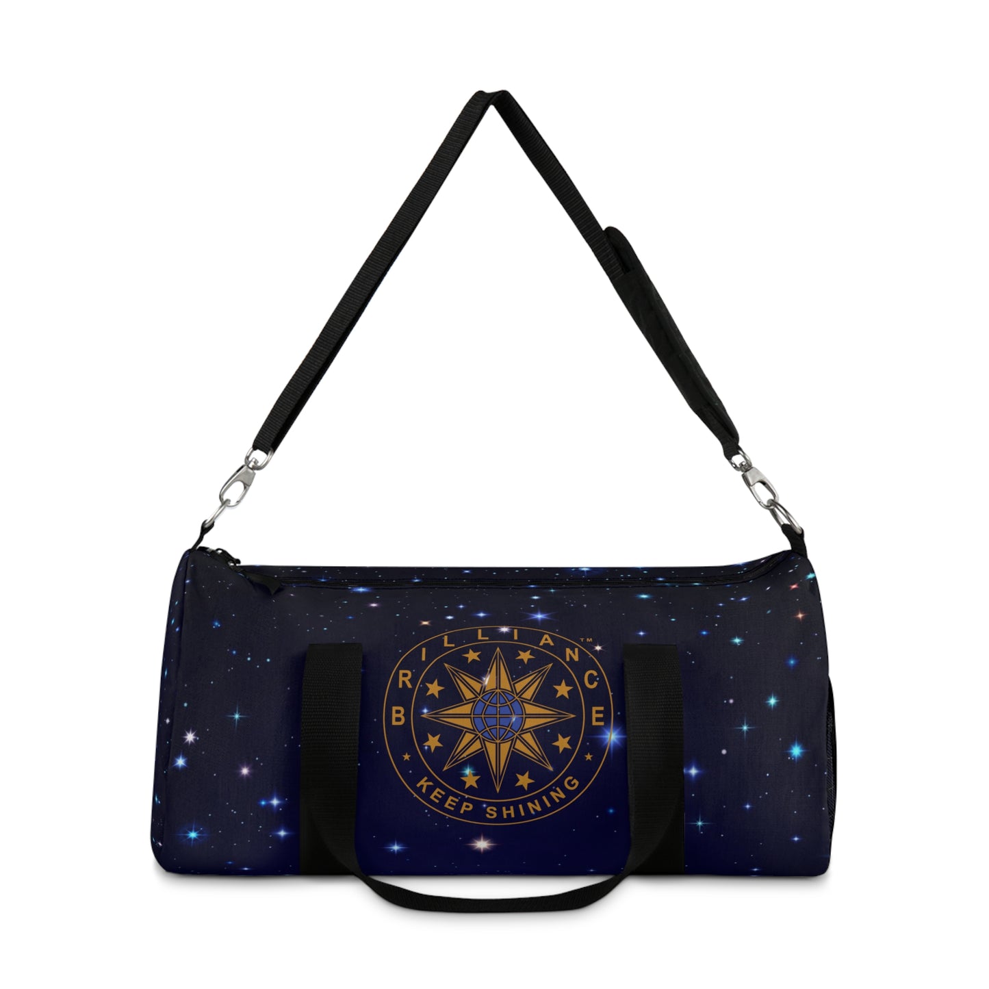 Brilliance Duffel Bag with Starry Night Print and Logo with Shoulder Strap Up