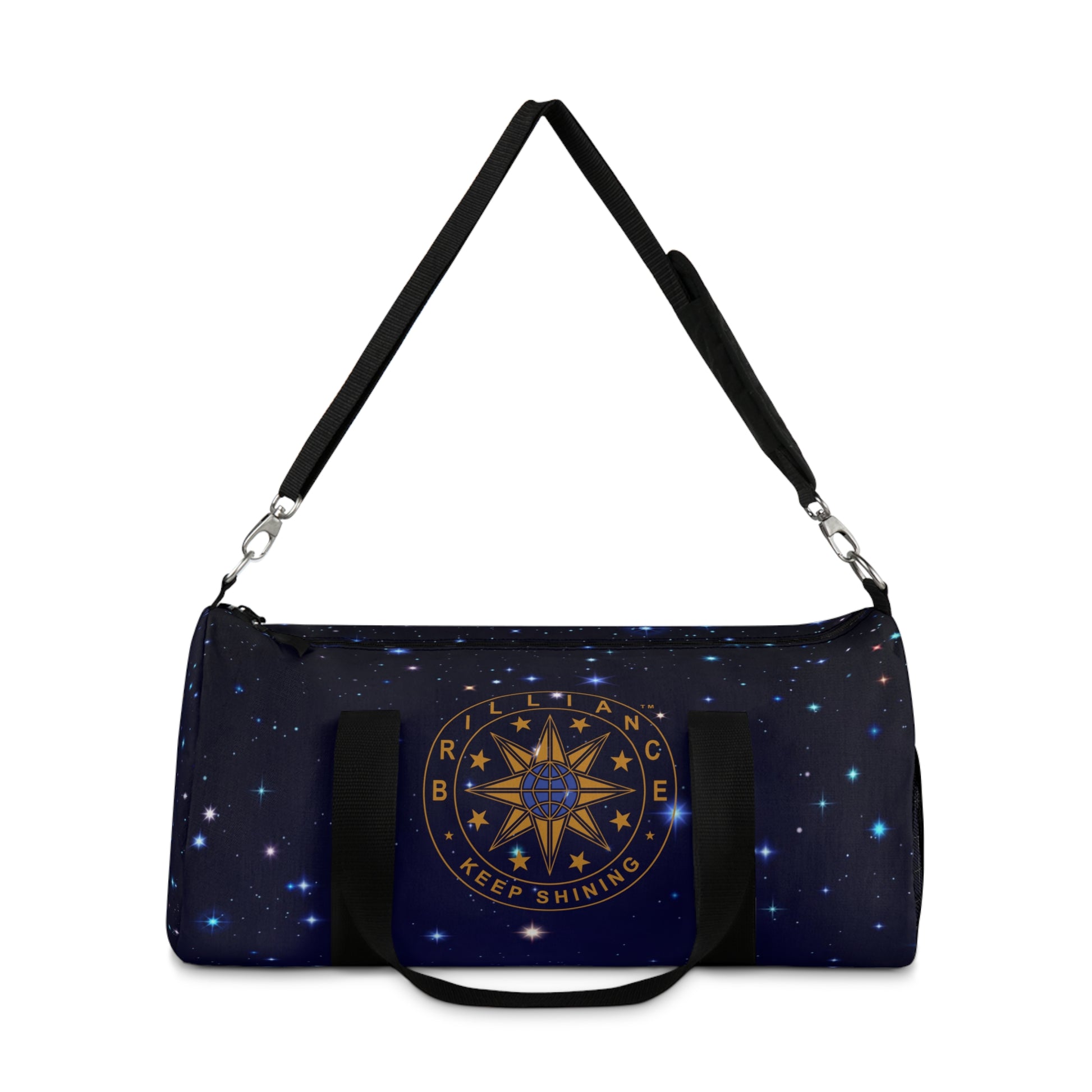 Brilliance Duffel Bag with Starry Night Print and Logo with Shoulder Strap Up